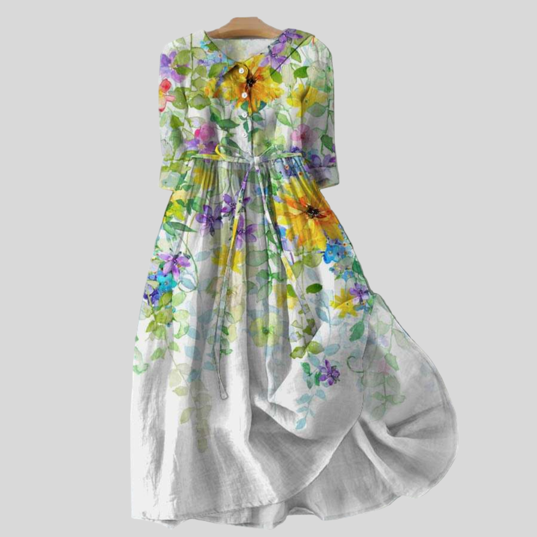 Rochie cu imprimeu floral acuarelă