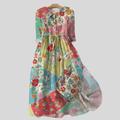 Multicolored Flower Dress in Patchwork Style