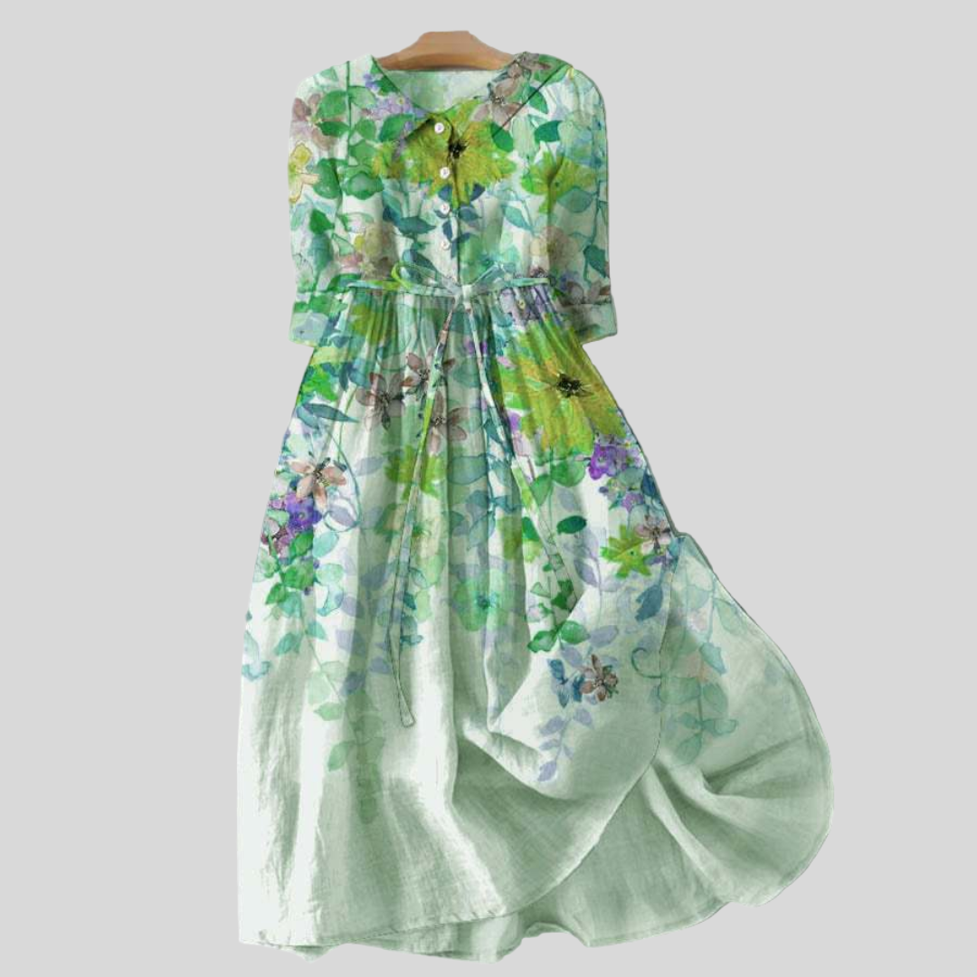 Rochie lungă cu imprimeu în acuarelă