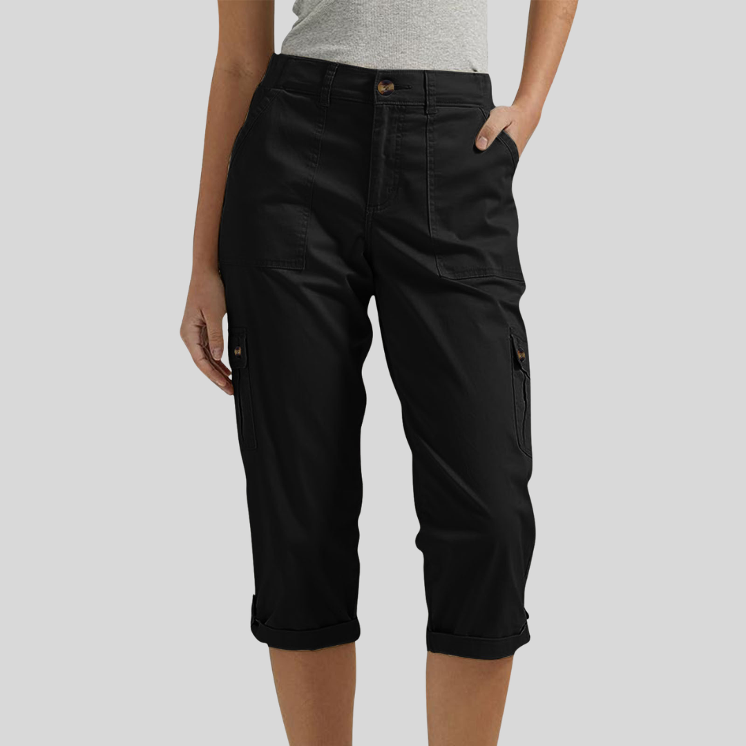 Casey - Pantaloni Capri Cargo cu croială lejeră