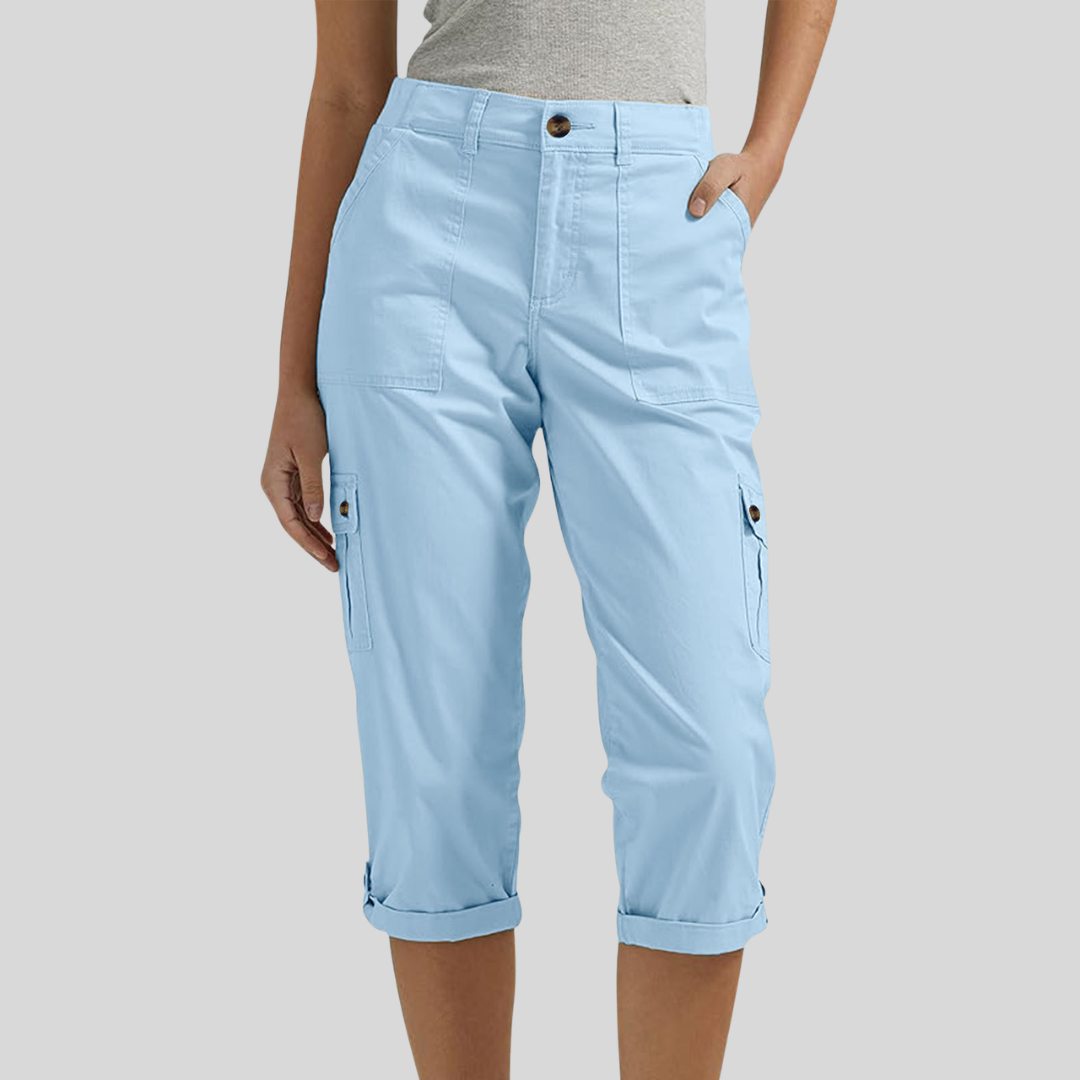 Casey - Pantaloni Capri Cargo cu croială lejeră