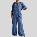 Linen Two-Piece Set – Oversized Top & Wide-Leg Pants
