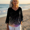 Luna - V-Neck Asymmetric Blouse | Confetti Black