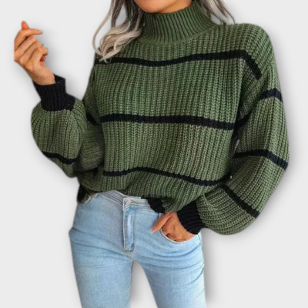 Chavala - Sweater with Collar and Stripes