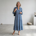 Clara | Printed Maxi Dress with V-Neckline and Long Sleeves