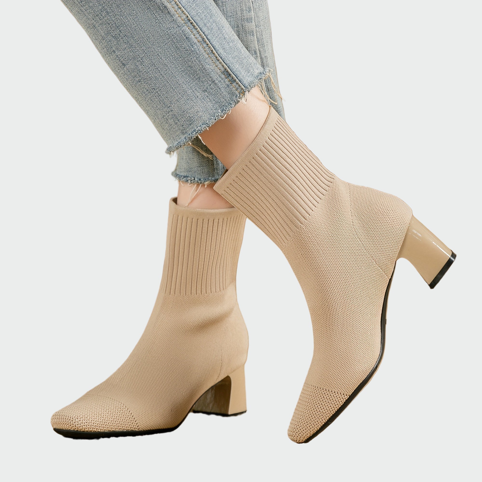Alejandra | Knitted Orthopedic Boots in Soft Beige