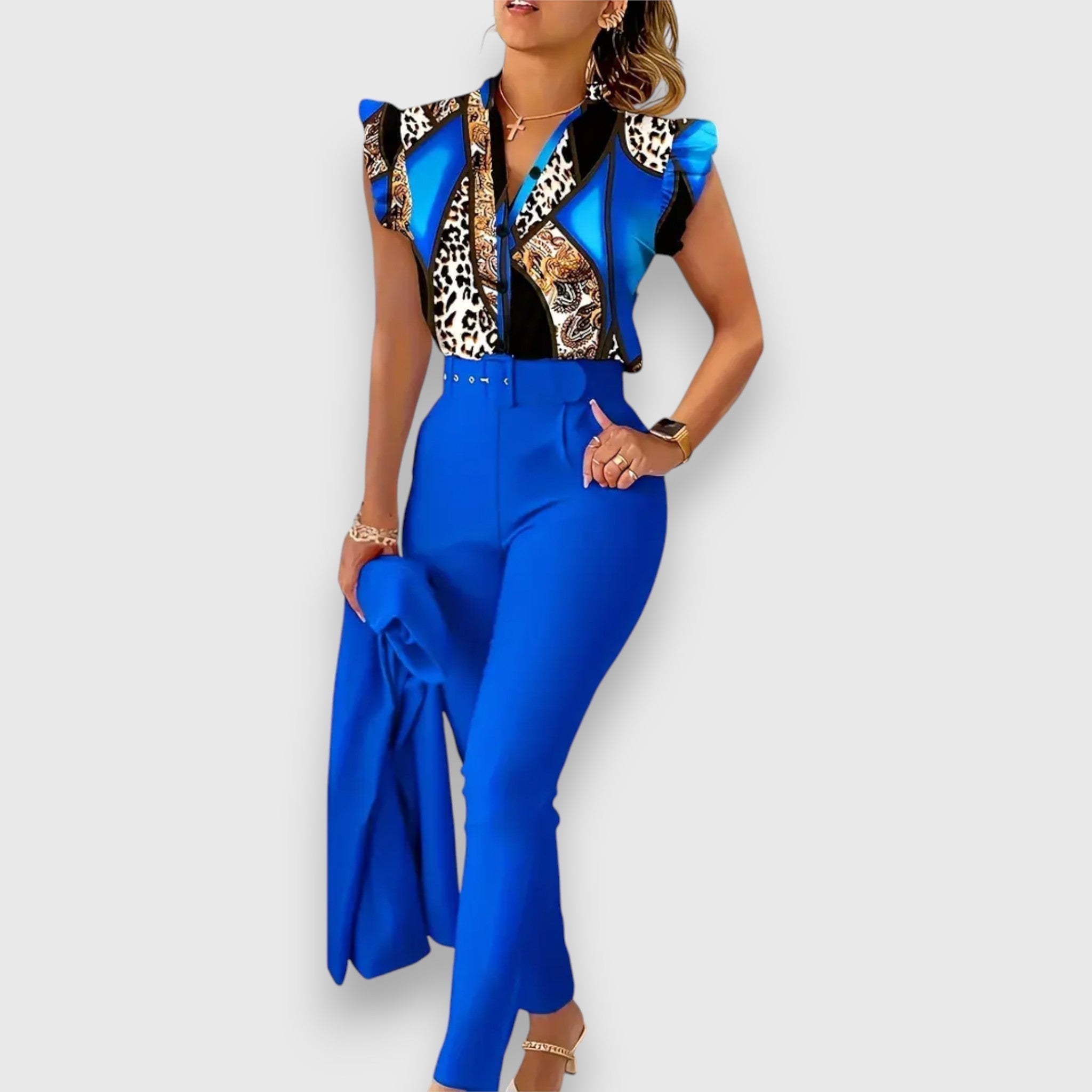 Set din două piese cu imprimeu leopard modern