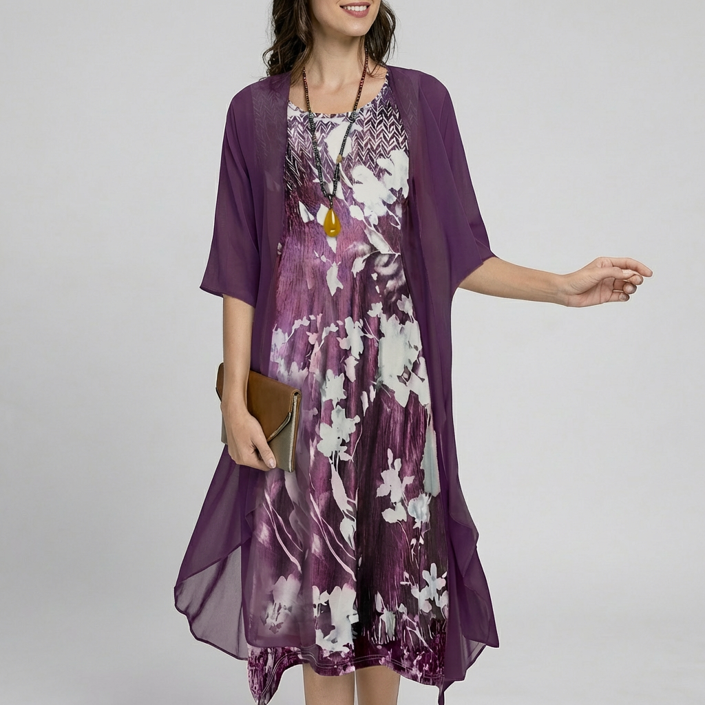 Sofia – Floral Chiffon Two-Piece Set