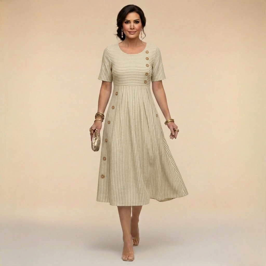 Wanda - Rochie Midi cu Dungi