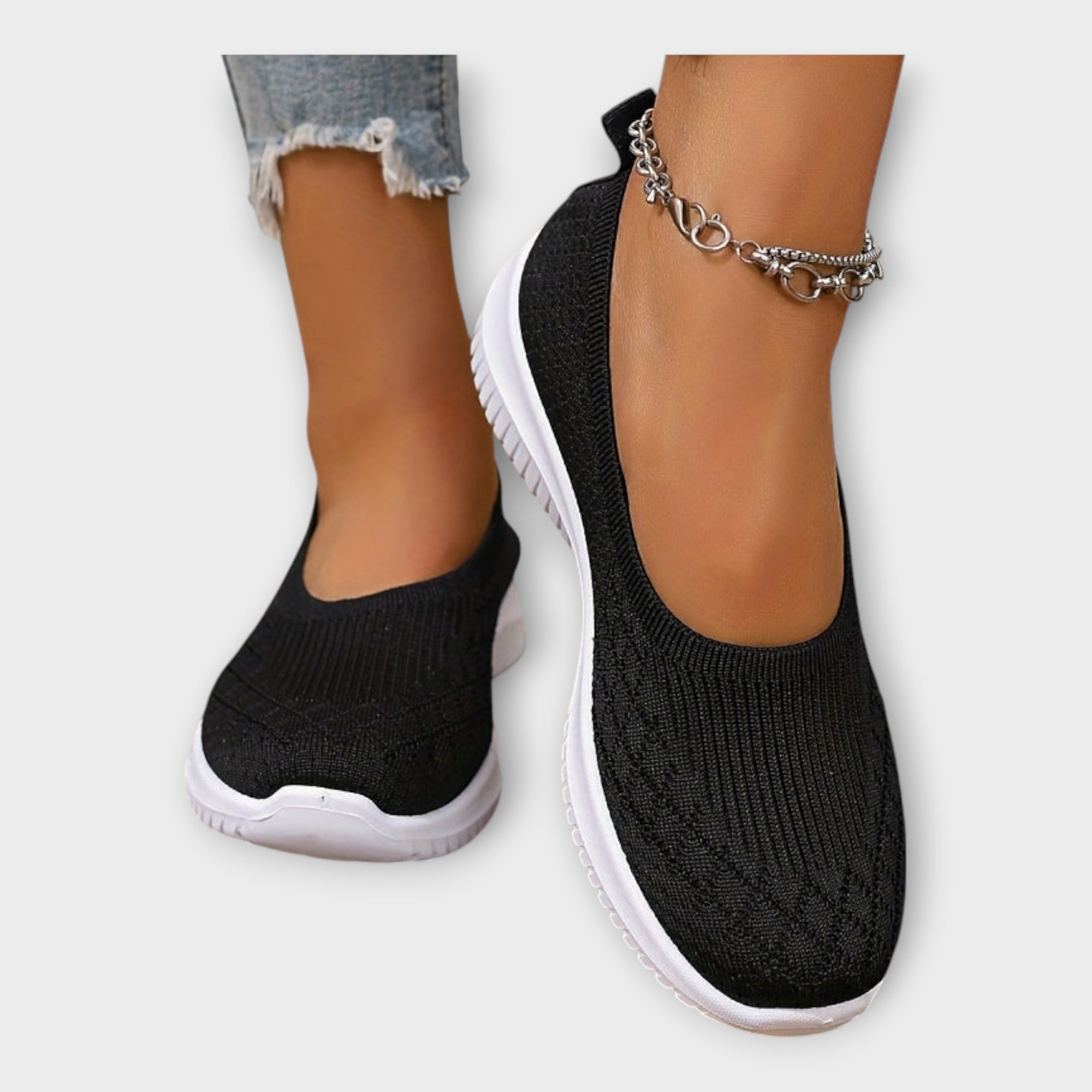Braided ballerinas with non-slip sole