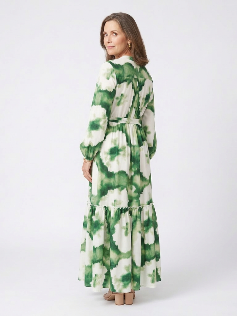 Sabine | Maxi Dress with Long Sleeves and Tied Waist