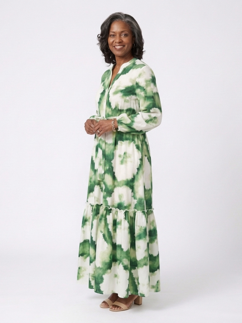 Sabine | Maxi Dress with Long Sleeves and Tied Waist