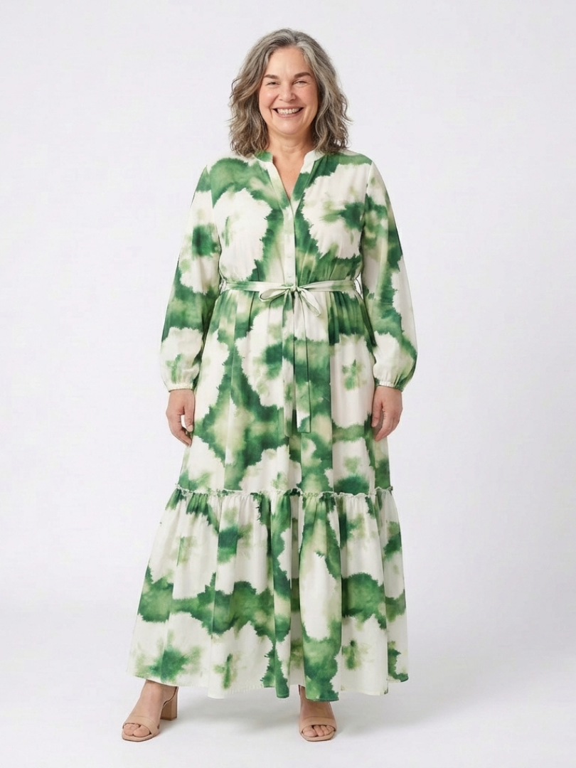 Sabine | Maxi Dress with Long Sleeves and Tied Waist