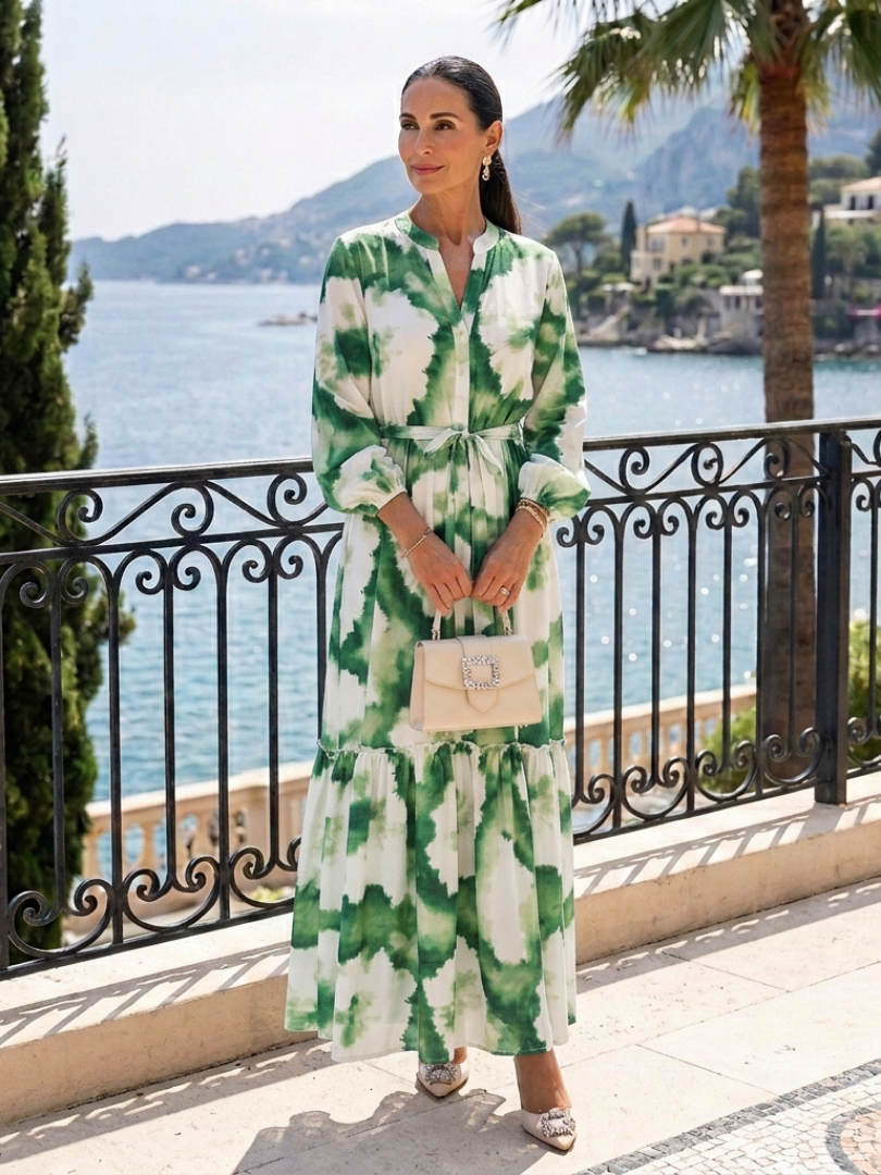 Sabine | Maxi Dress with Long Sleeves and Tied Waist