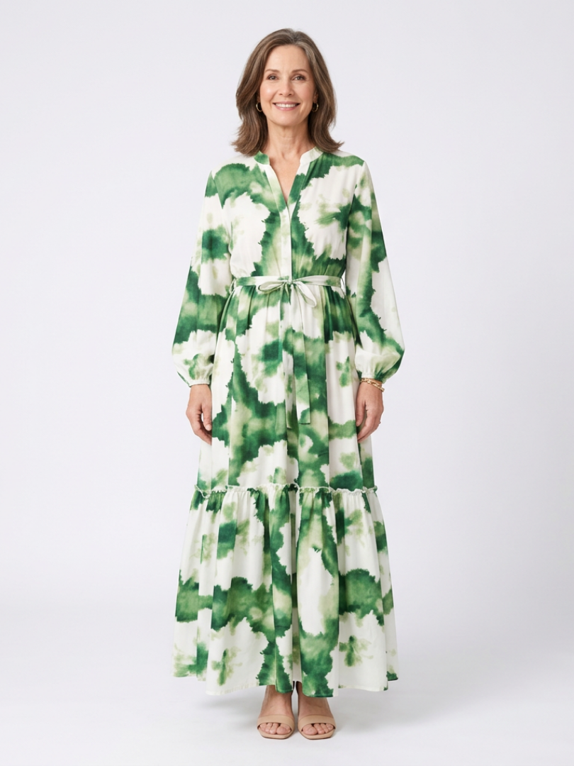 Sabine | Maxi Dress with Long Sleeves and Tied Waist