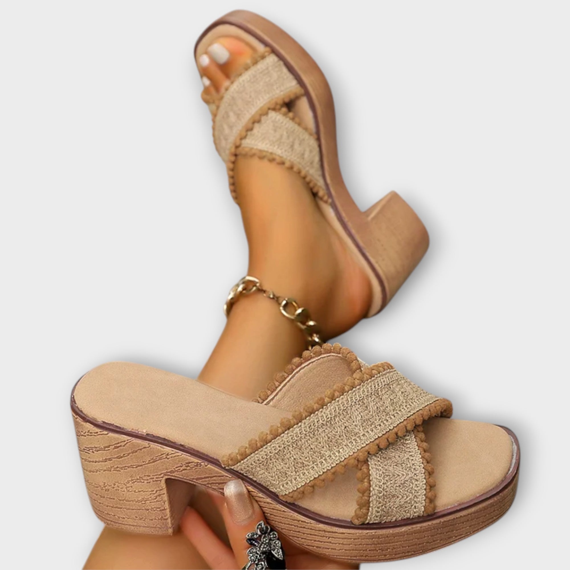 Austina - Heels with Crossed Straps