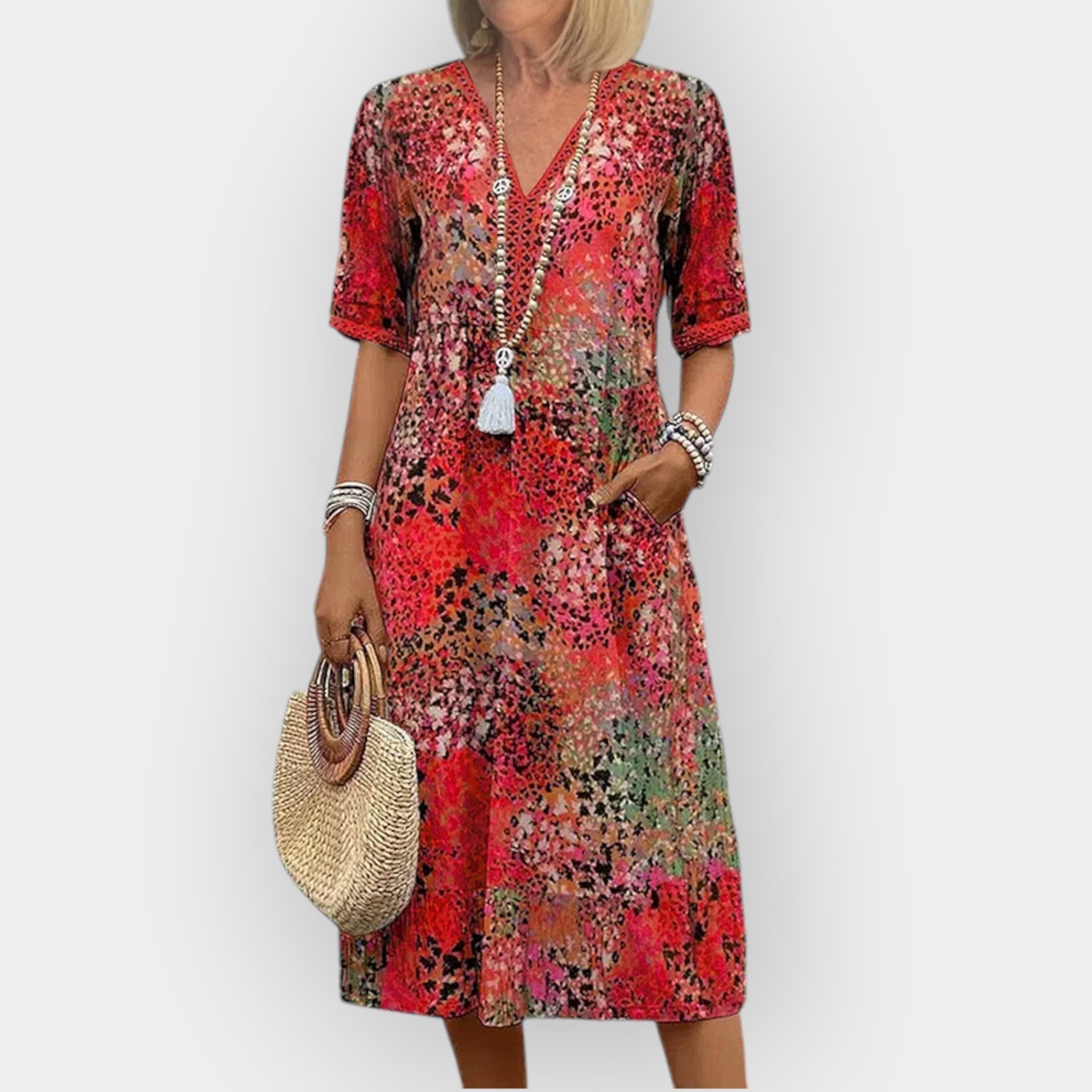 Rochie Midi Florală Stilată
