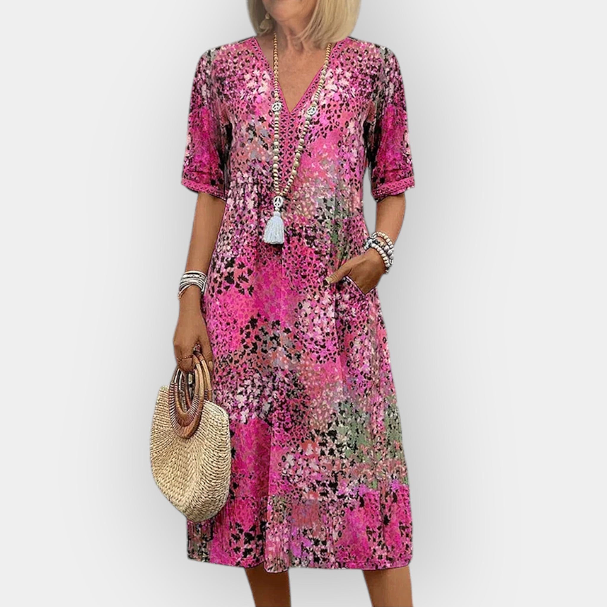 Rochie Midi Florală Stilată