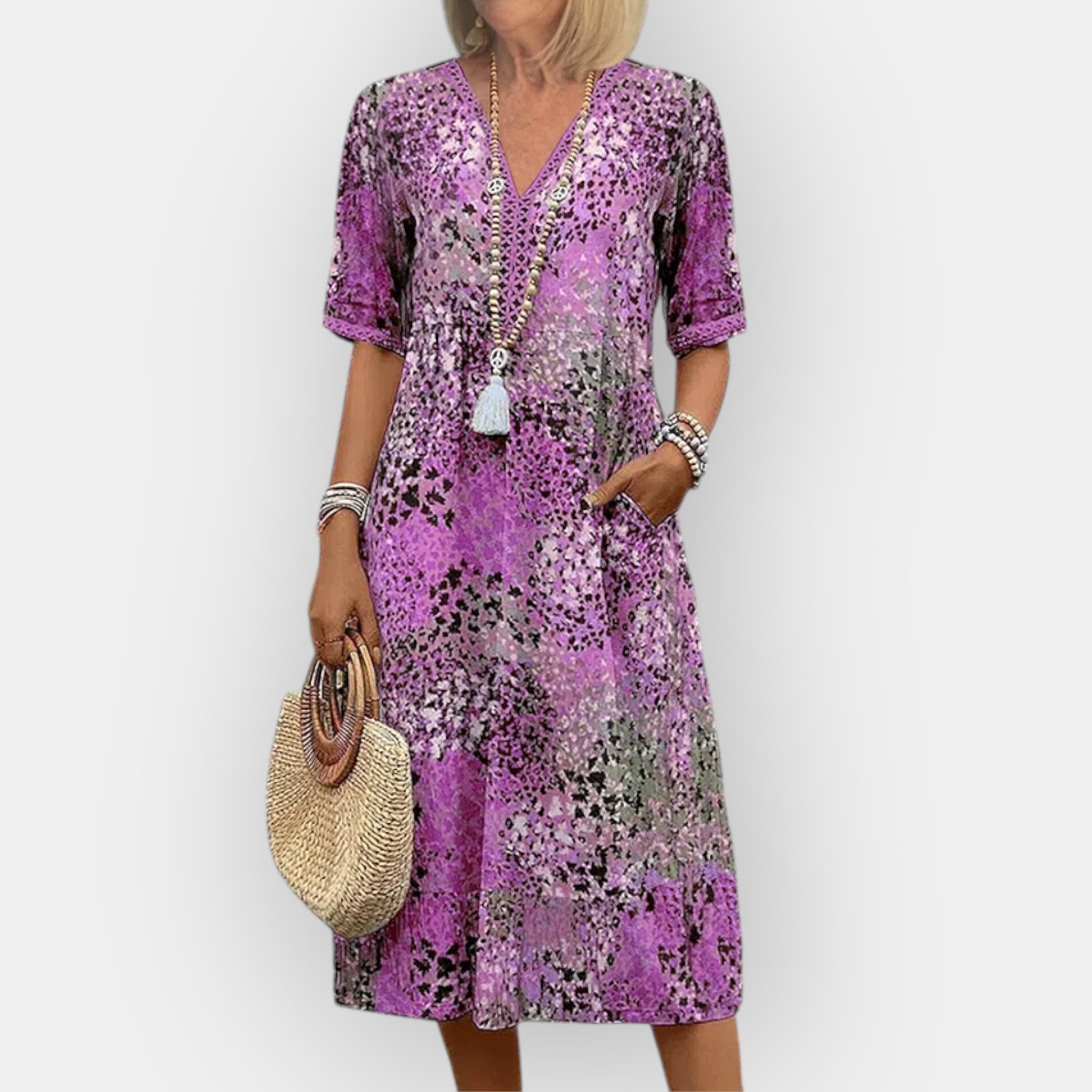 Rochie Midi Florală Stilată