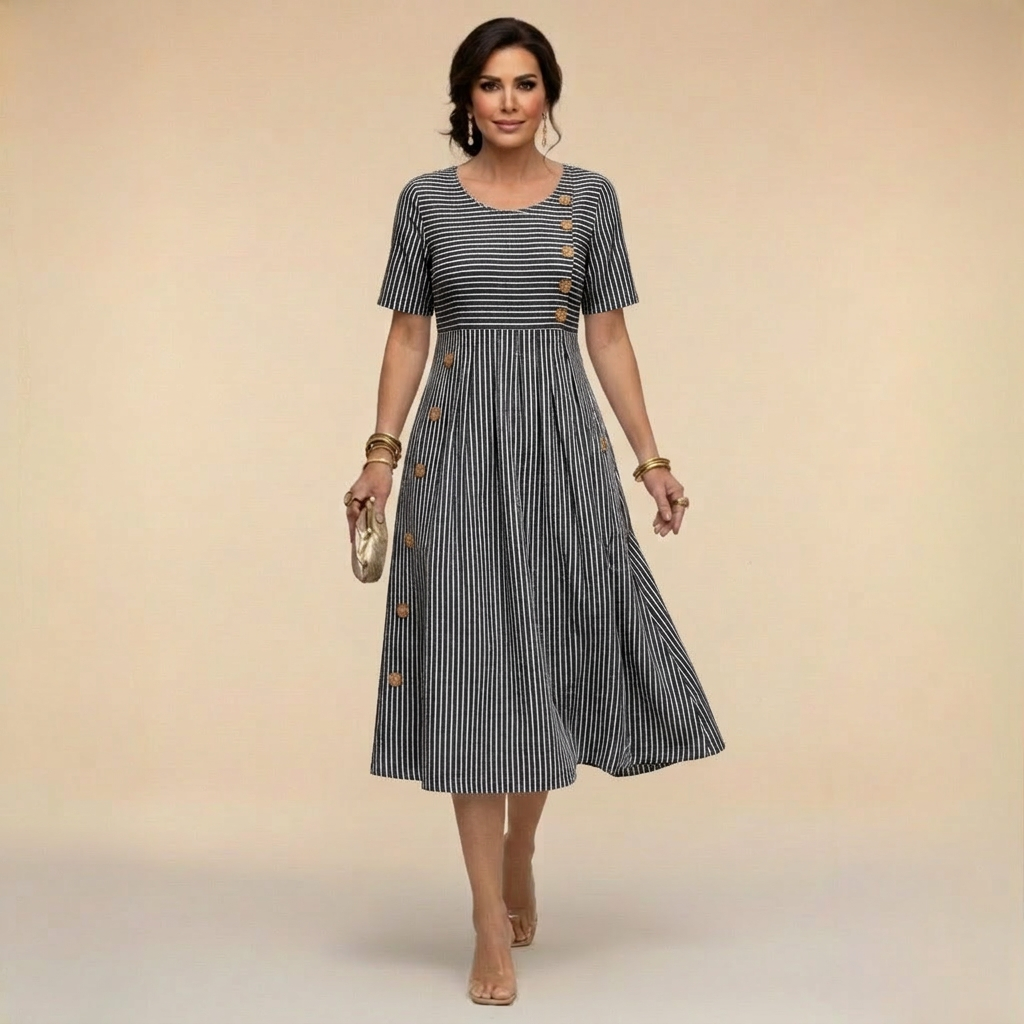 Wanda - Rochie Midi cu Dungi