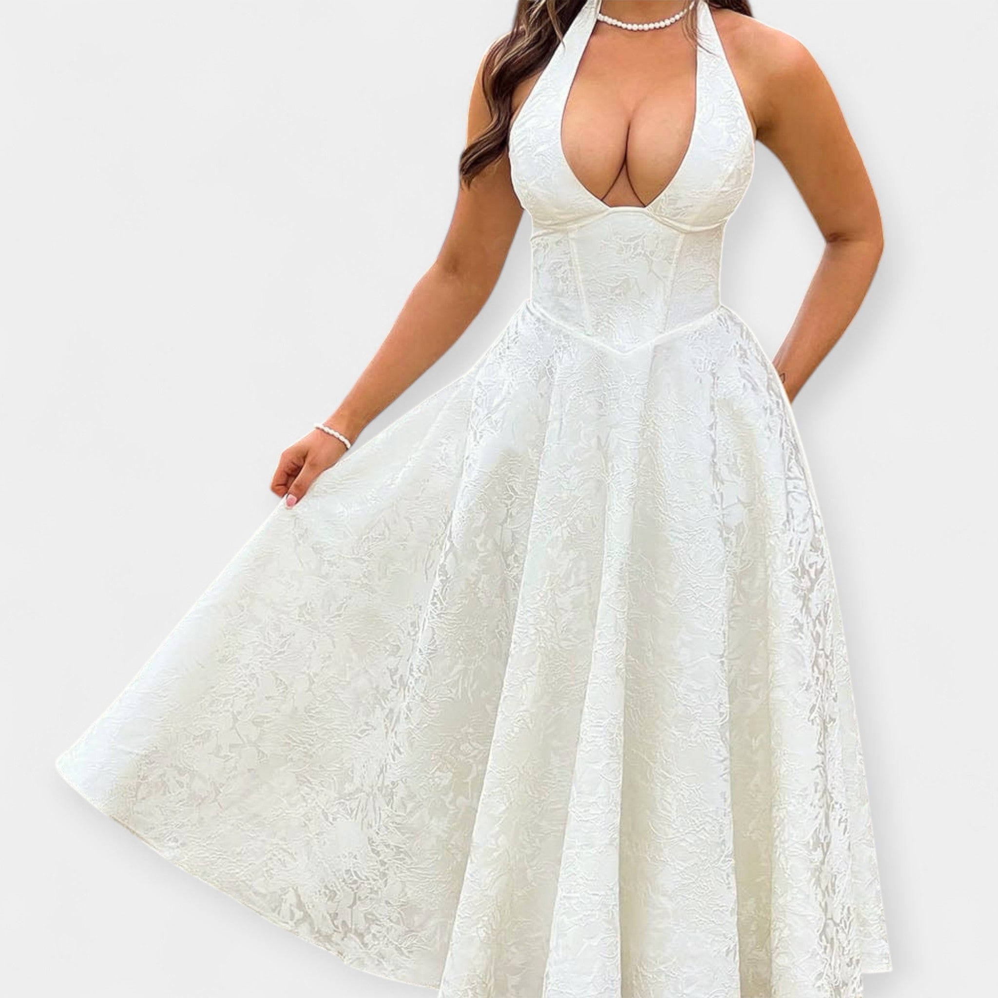 Soft Dress with Open Back and Corset Design