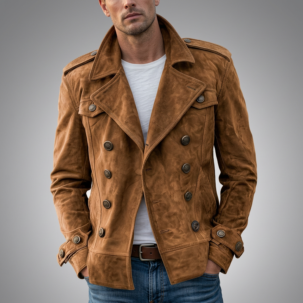 Bogdan - Men's Lightweight Olive Suede Spring Jacket