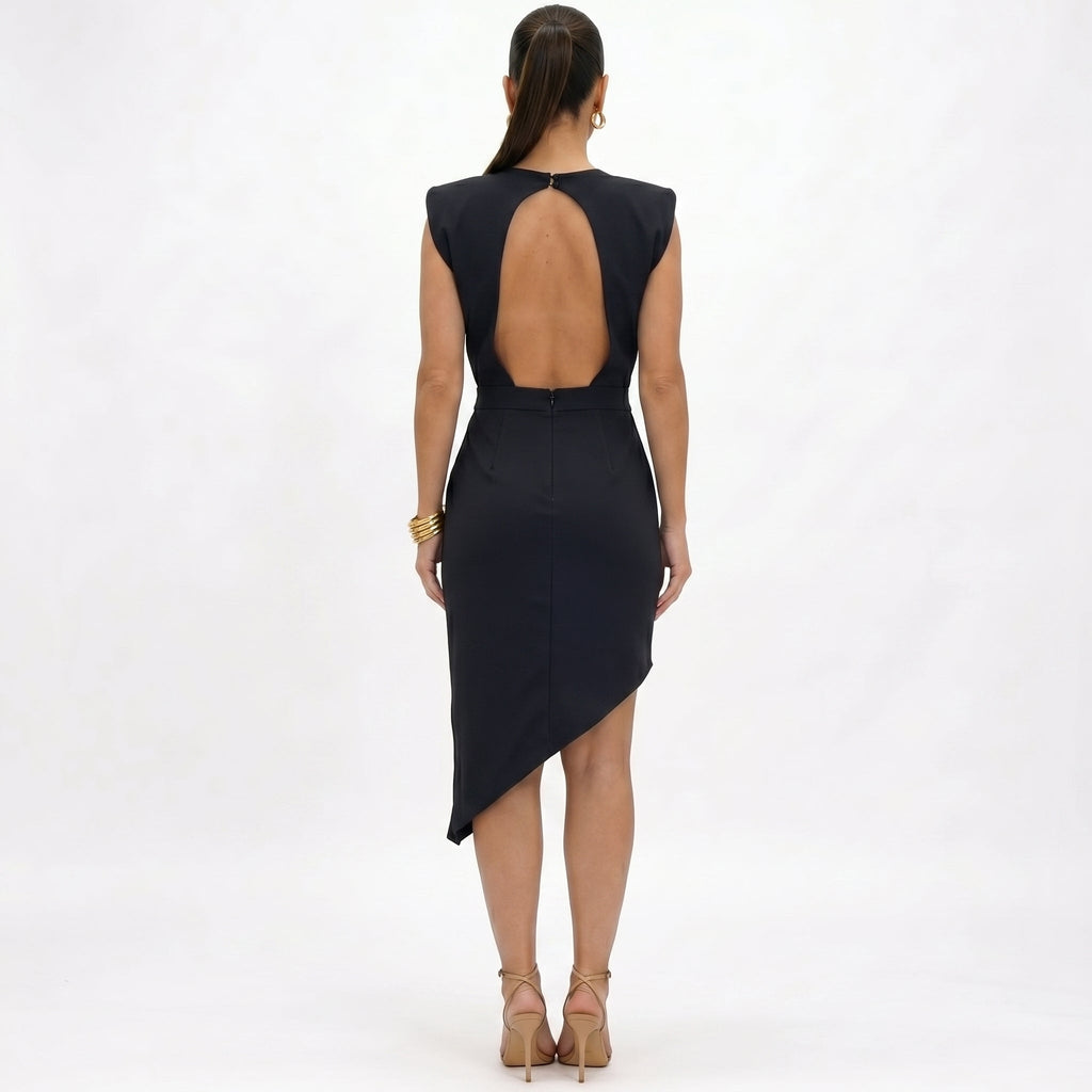 Aurora | Asymmetrical Dress with Structured Shoulders