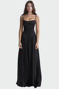 Satin Maxi Dress with Thin Straps