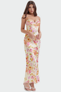 Pink | Satin Floral Dress