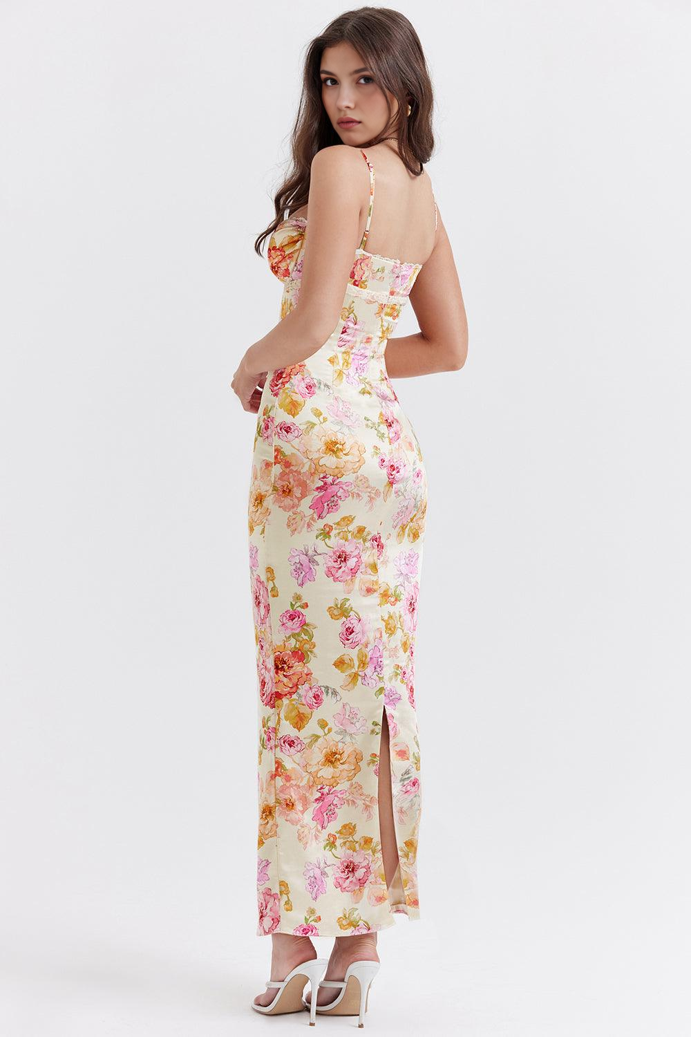 Pink | Satin Floral Dress