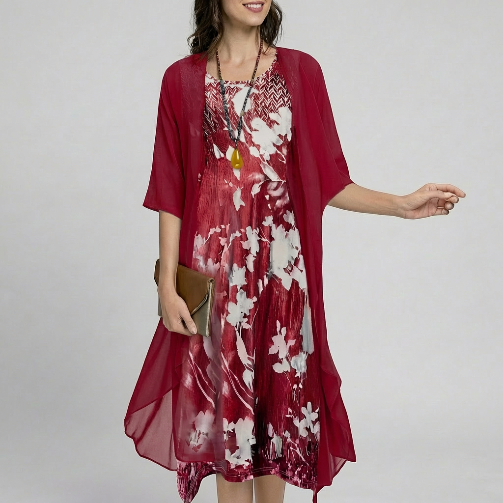 Sofia – Floral Chiffon Two-Piece Set