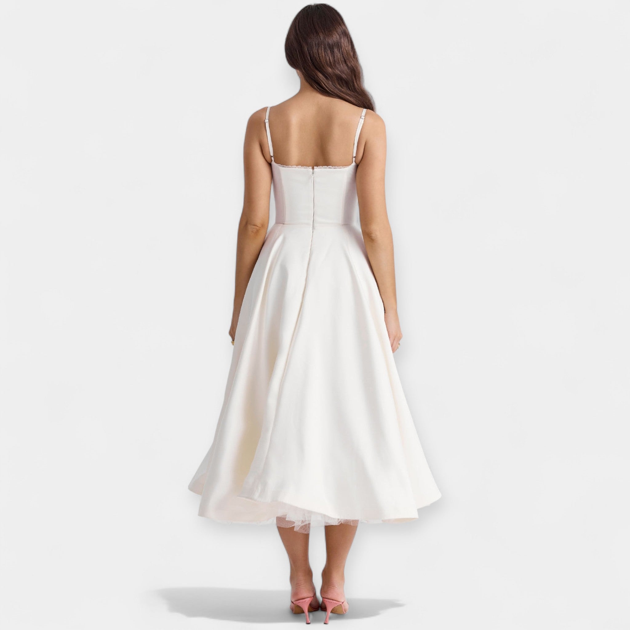 Midi Dress with Sheer Tulle