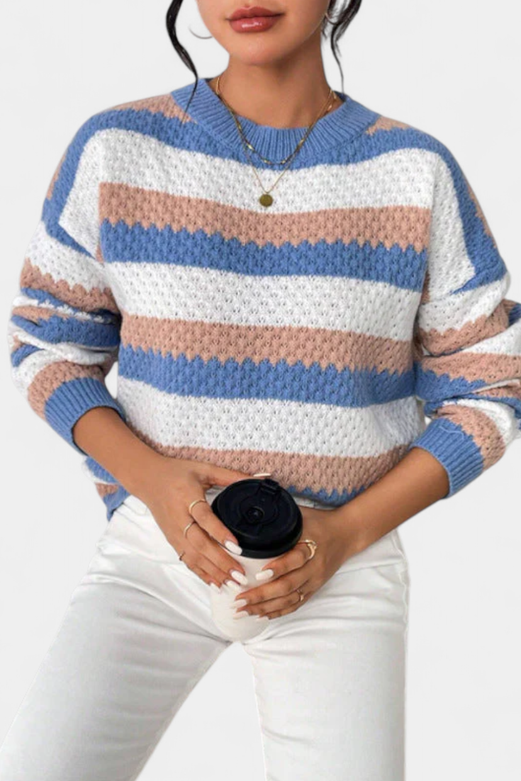 Kristen™ | Striped Oversized Round Neck Sweater