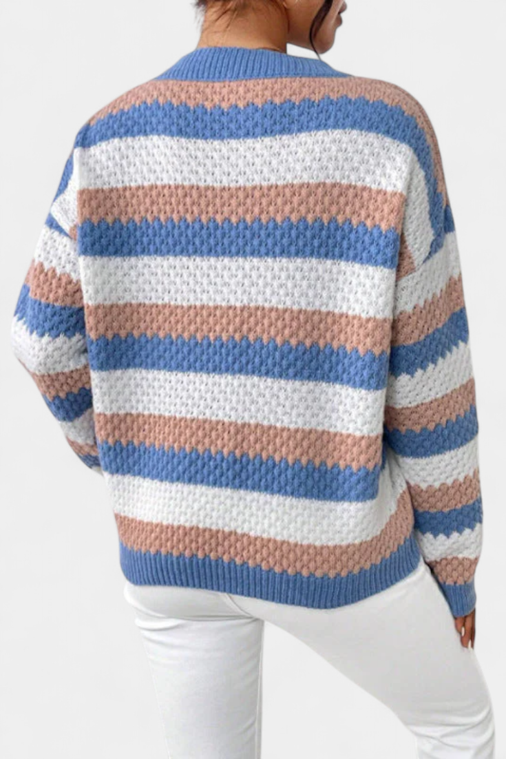 Kristen™ | Striped Oversized Round Neck Sweater