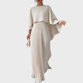 Aina | Elegant Long Dress with Cape and Pleated Skirt