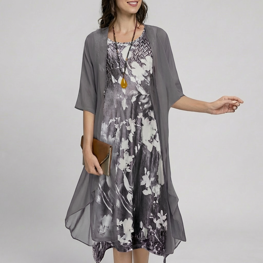 Sofia – Floral Chiffon Two-Piece Set