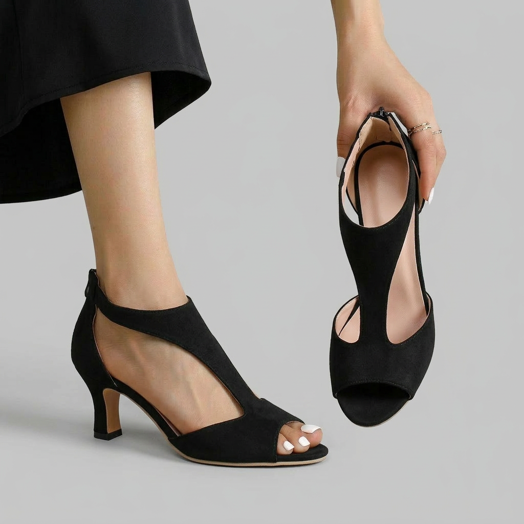 Lara - Peep Toe Ankle Strap Heels