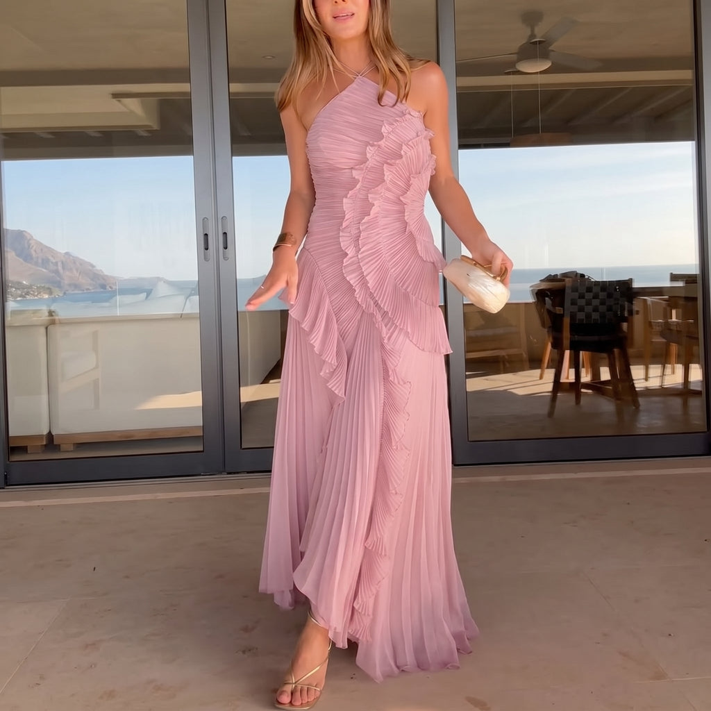 Leonor | Elegant Pleated Dress with Ruffles