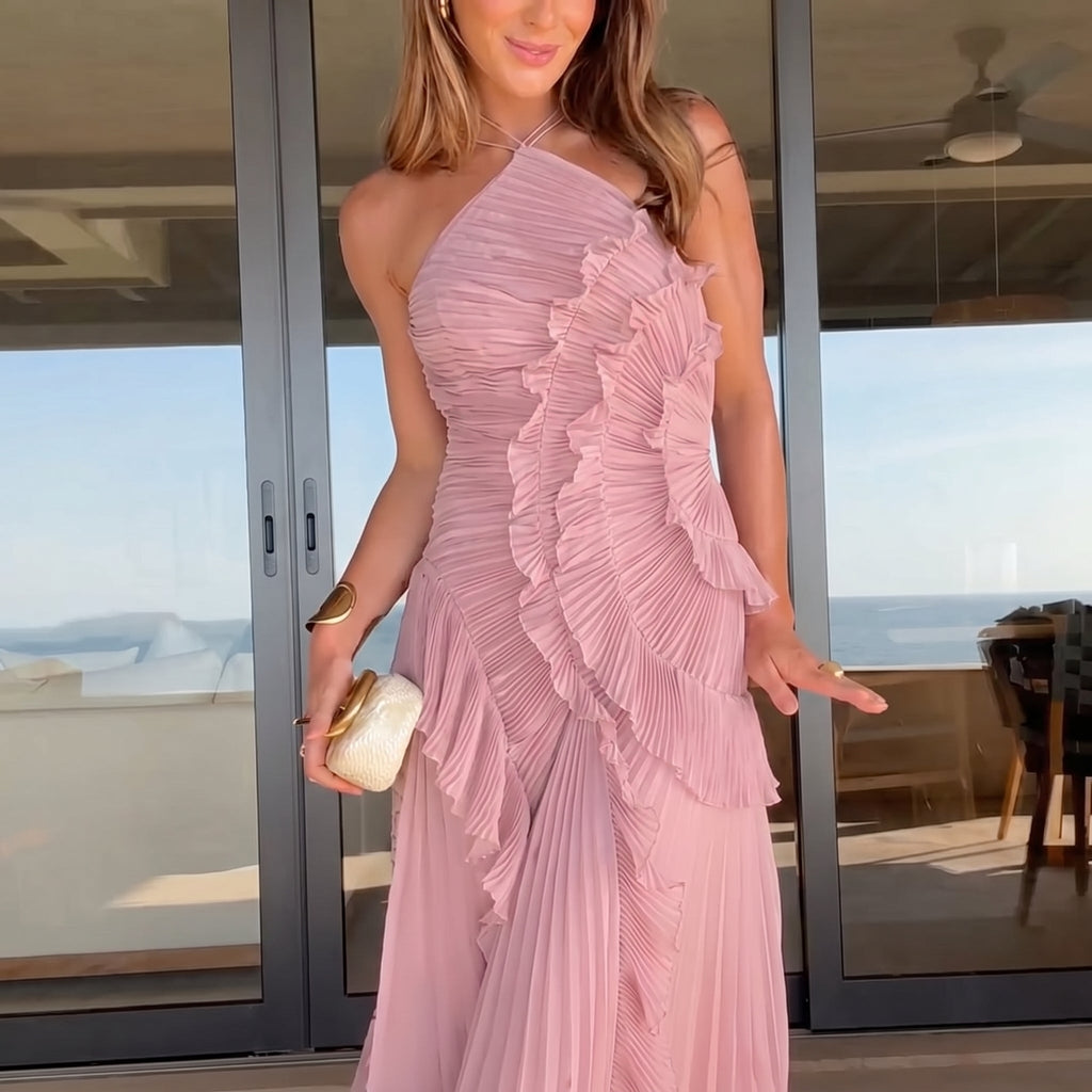 Leonor | Elegant Pleated Dress with Ruffles