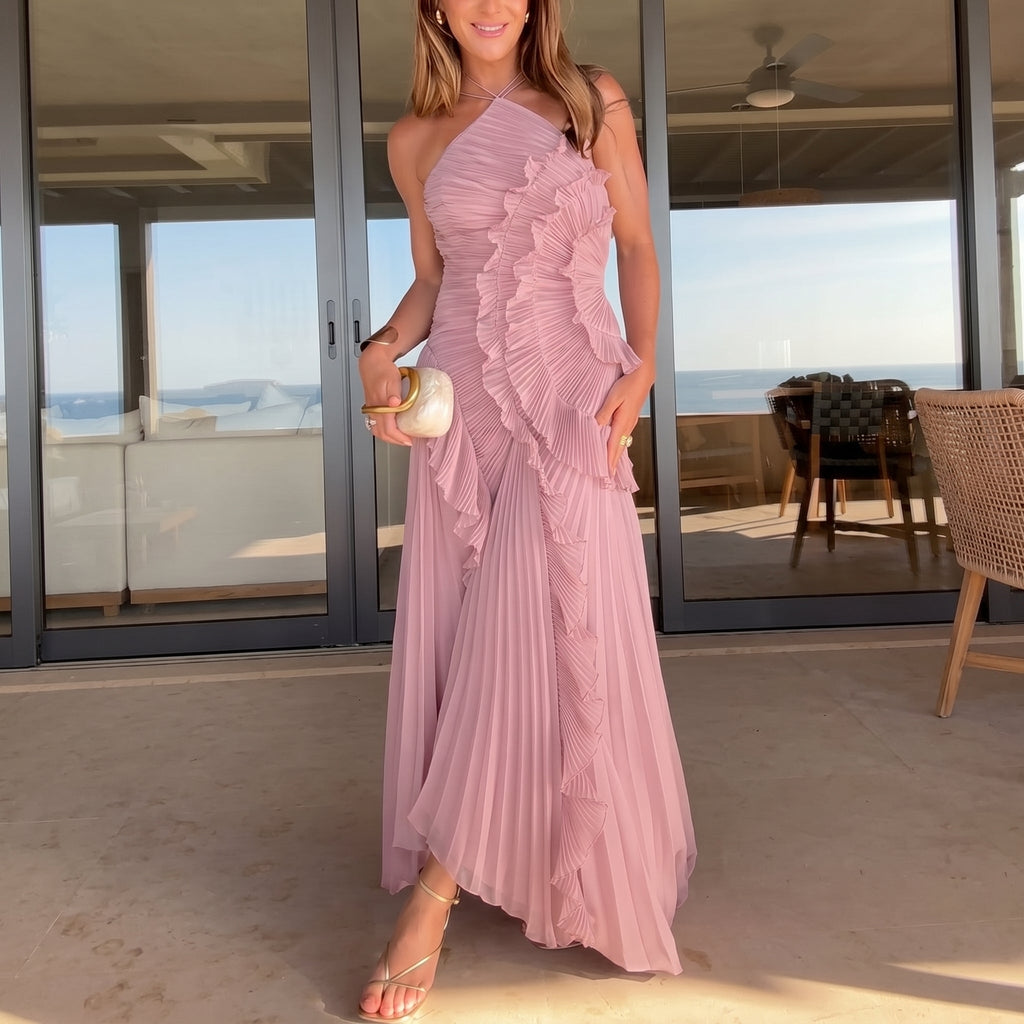 Leonor | Elegant Pleated Dress with Ruffles