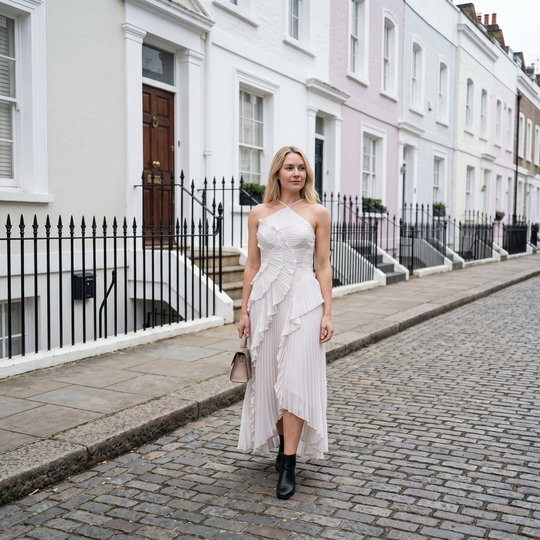 Leonor | Elegant Pleated Dress with Ruffles