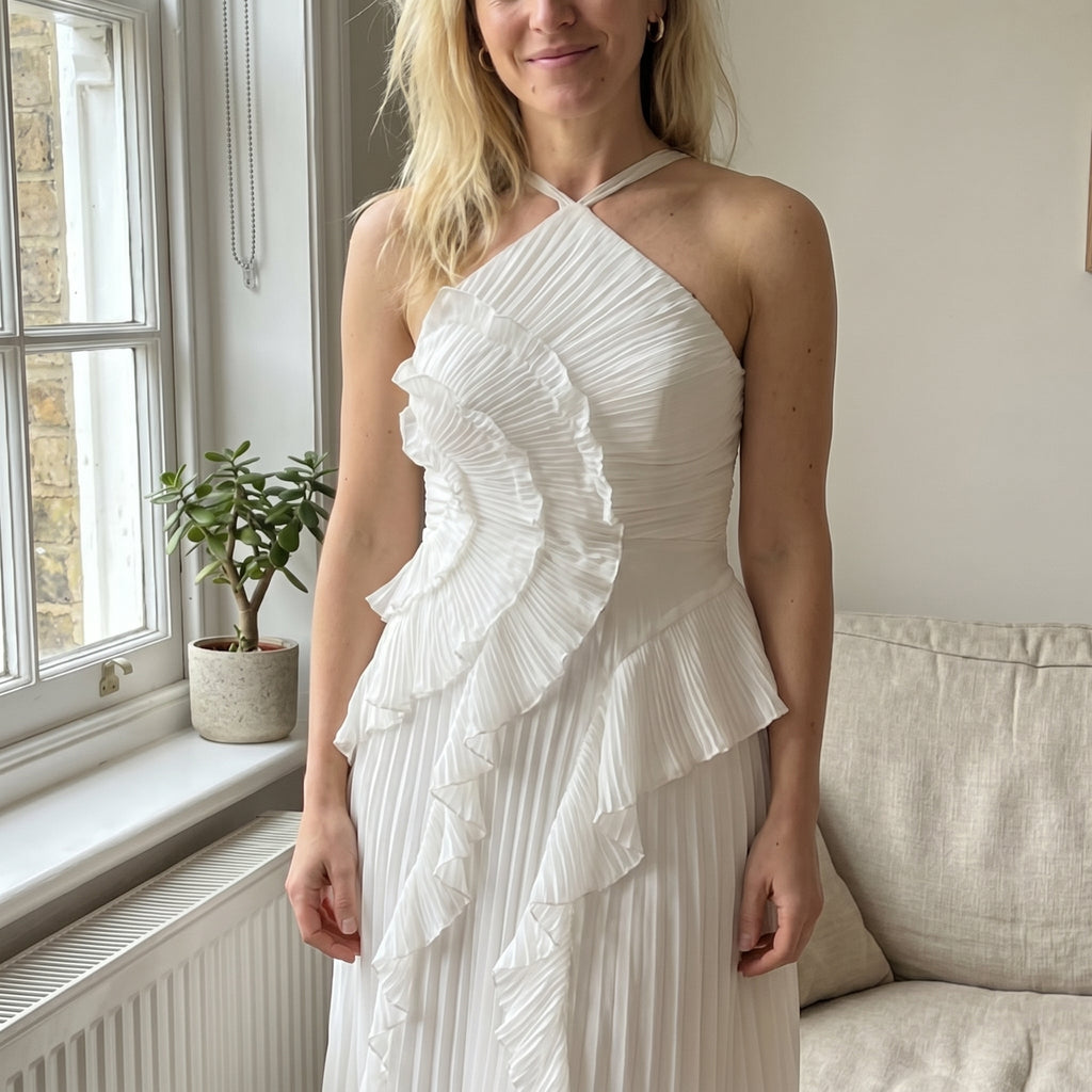 Leonor | Elegant Pleated Dress with Ruffles