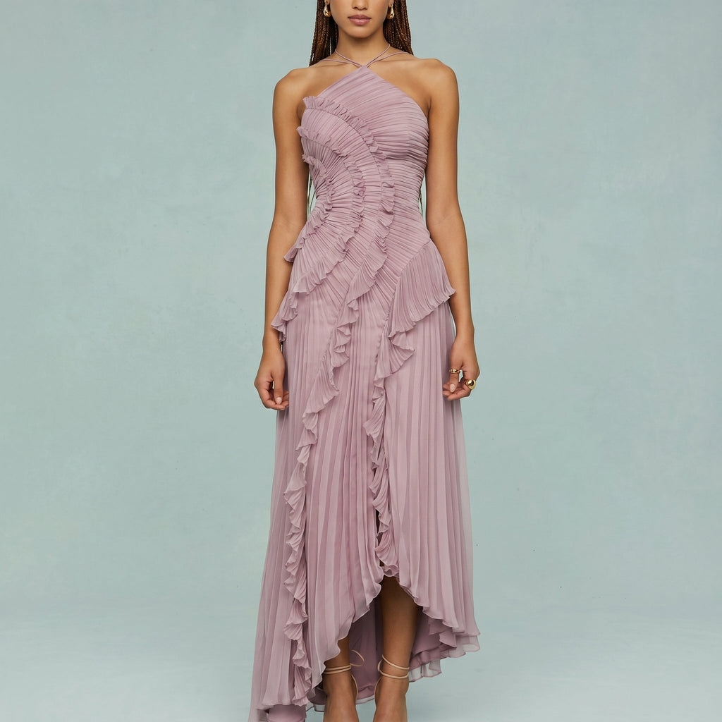 Leonor | Elegant Pleated Dress with Ruffles