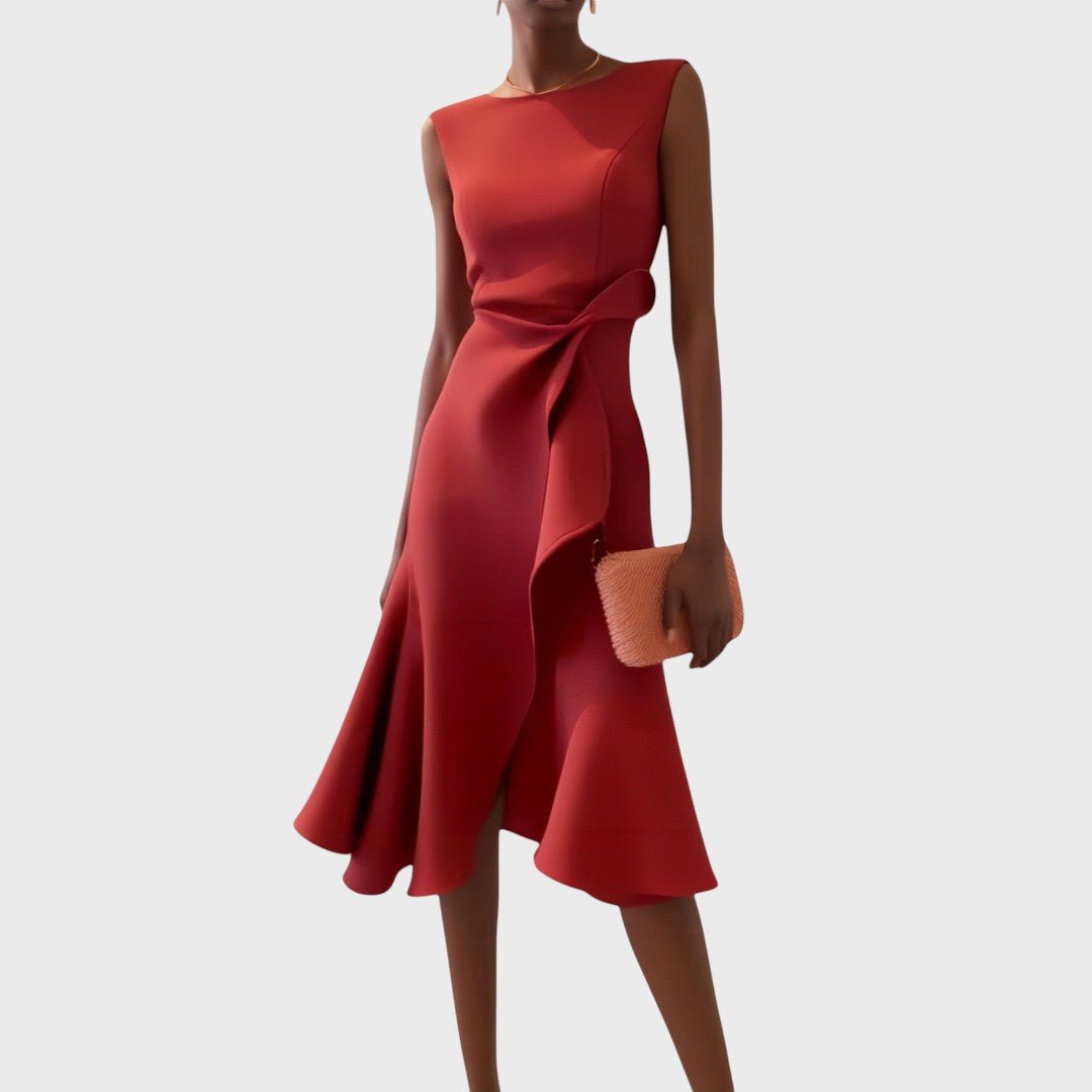 Rūta | Ruched Asymmetrical Midi Dress