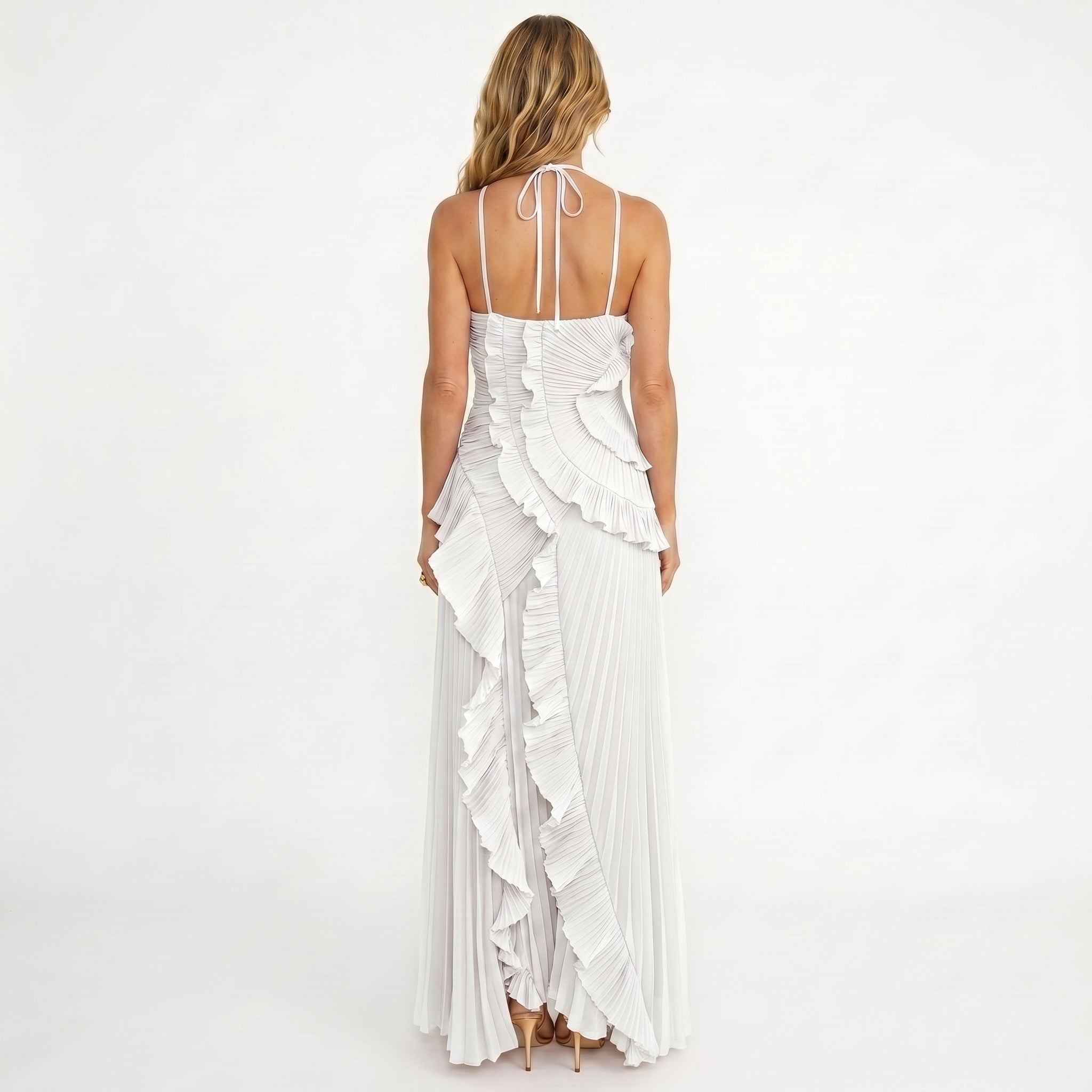 Leonor | Elegant Pleated Dress with Ruffles