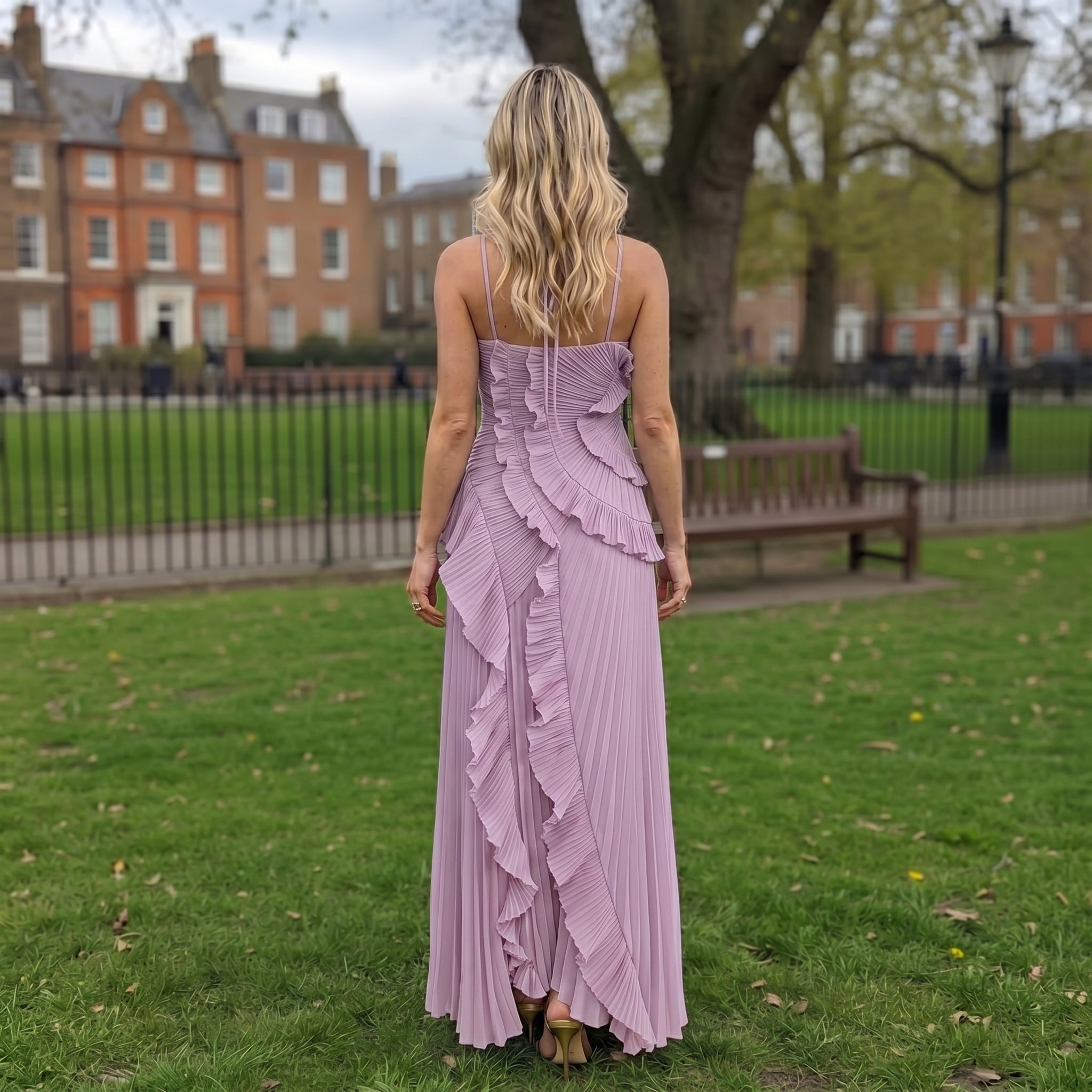 Leonor | Elegant Pleated Dress with Ruffles