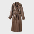Ilgatis | Women's Long Raincoat Made of Artificial Leather with Reversible Lapels
