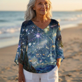 Luna - V-Neck Asymmetric Blouse | Starry Night