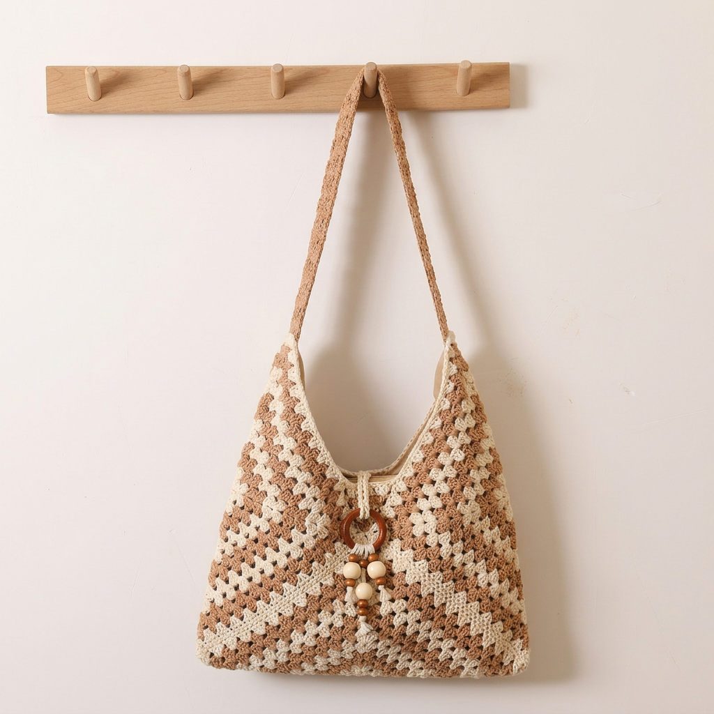 Boho - Crochet Chevron Shoulder Bag