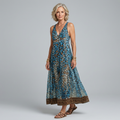 Sophie | Bohemian Animal Print Maxi Dress with Border Hem